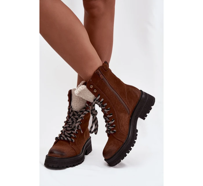 Dámské trekové boty z eko kůže Camel model 21744744 - Boto Dámské trekové boty z eko kůže Camel model 21744744 - Boto