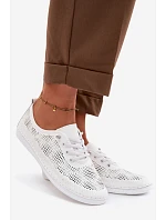 Kožené síťované dámské polobotky model 22101353 Bílé - S.Barski Kožené síťované dámské polobotky model 22101353 Bílé - S.Barski