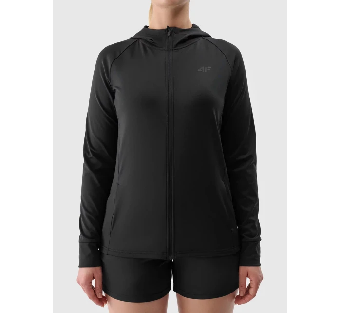 Dámská sportovní rychleschnoucí rozepínací mikina s kapucí 4F - černá Dámská sportovní rychleschnoucí rozepínací mikina s kapucí 4F - černá
