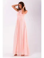 Společenské dámské šaty bez rukávů dlouhé růžové Růžová model 15042527 - EVA&#38;LOLA