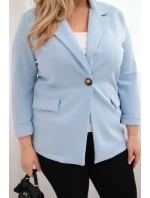 Dámská móda z viskózy Plus Size s dlouhým rukávem a límcem modrá Dámská móda z viskózy Plus Size s dlouhým rukávem a límcem modrá