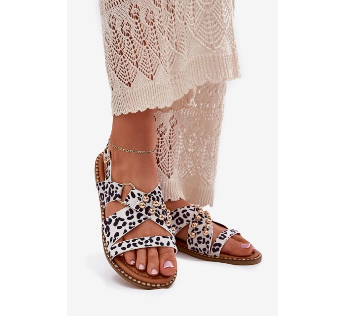 Dámské Sandály Na Plochém Podpatku Se Zlatými model 21702321 - Boto Dámské Sandály Na Plochém Podpatku Se Zlatými model 21702321 - Boto