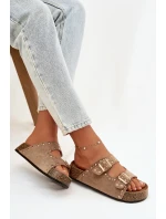 Dámské pantofle se zlatými a knoflíky Khaki model 21919020 - Boto