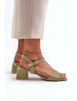 Dámské sandály na bloku z ekologického semiše, zelená Leisha Dámské sandály na bloku z ekologického semiše, zelená Leisha
