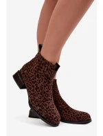 Dámské kotníkové boty z přírodní semišové kůže – hnědé (panterka) Dámské kotníkové boty z přírodní semišové kůže – hnědé (panterka)