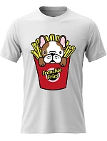 Dámské bavlněné tričko s potiskem - FRENCHIE FRIES - bílé