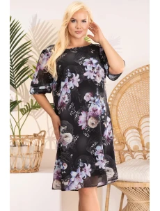 Dámské šaty SC331 černé s květy - Karko