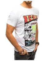 Pánské bílé tričko s potiskem FashionStreet RX4372