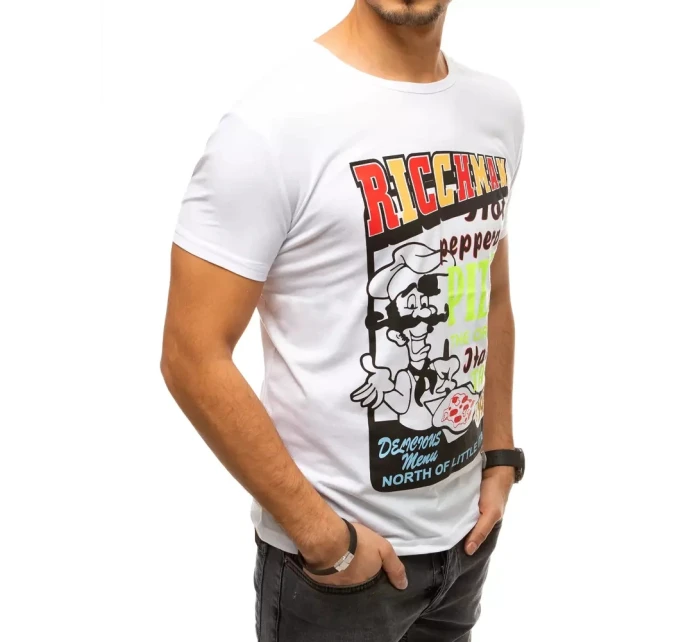 Pánské bílé tričko s potiskem FashionStreet RX4372