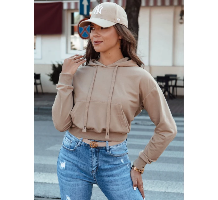 TRENDHOOD dámská mikina s kapucí světle hnědá FashionStreet BY1311