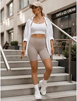 Dámské cyklistické šortky s vysokým pasem šedé FashionStreet SY0584 Dámské cyklistické šortky s vysokým pasem šedé FashionStreet SY0584