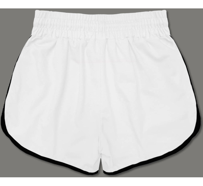Bílé dámské šortky s kontrastní lemovkou (8K208-1)