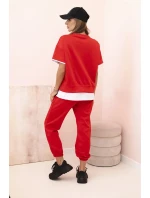 Dámská máslová souprava s krátkým rukávem a kalhotami červený Dámská máslová souprava s krátkým rukávem a kalhotami červený