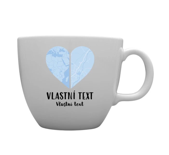 Personalizovaný MEGA XXL keramický hrnek 1000 ml - dvě mapy jako srdce