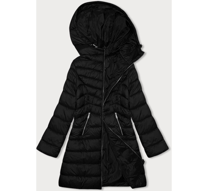 Černá prošívaná dámská bunda s kapucí J Style (11Z8083)