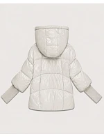 Dámská bunda s pletenými manžetami, oversize, barva ecru (B6078-9) Dámská bunda s pletenými manžetami, oversize, barva ecru (B6078-9)