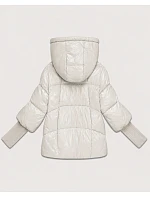 Dámská bunda s pletenými manžetami, oversize, barva ecru (B6078-9) Dámská bunda s pletenými manžetami, oversize, barva ecru (B6078-9)