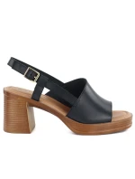 Sandały damskie na słupku czarne Potocki 54324