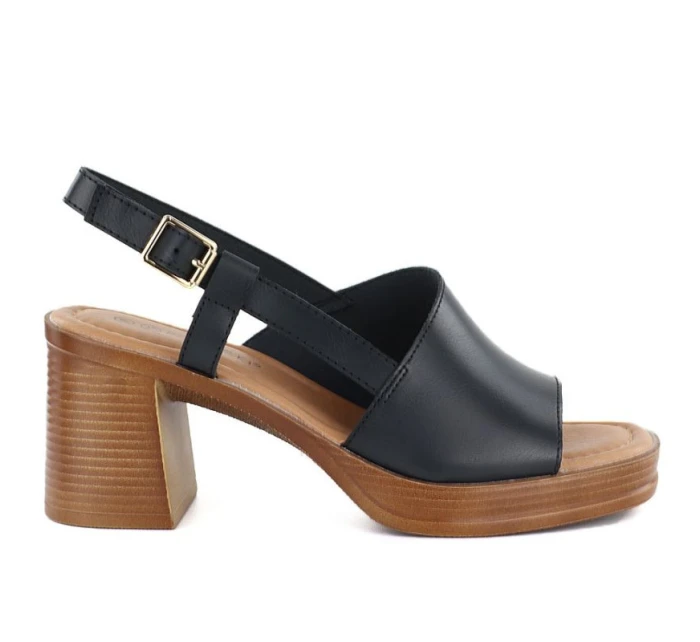 Sandały damskie na słupku czarne Potocki 54324