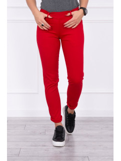 Kalhoty v barvě džínové červené