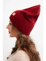 Dámská čepice z modalu a viskózy s ozdobným knoflíkem bordová Dámská čepice z modalu a viskózy s ozdobným knoflíkem bordová