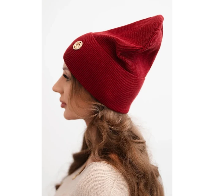 Dámská čepice z modalu a viskózy s ozdobným knoflíkem bordová Dámská čepice z modalu a viskózy s ozdobným knoflíkem bordová