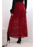 Dámská sukně s krajkou a podšívkou bordová