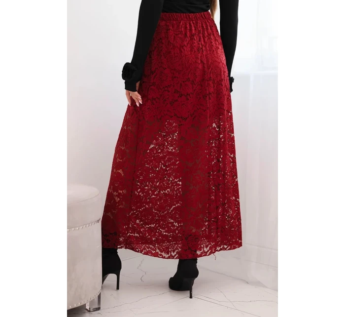 Dámská sukně s krajkou a podšívkou bordová