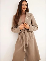 Dámský kabát s páskem model 22542835 fango - K-Fashion Dámský kabát s páskem model 22542835 fango - K-Fashion