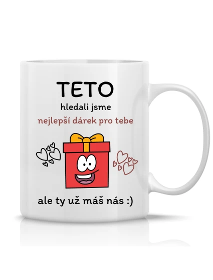 NEJLEPŠÍ DÁREK PRO TETU - klasický bílý keramický hrníček 300 ml