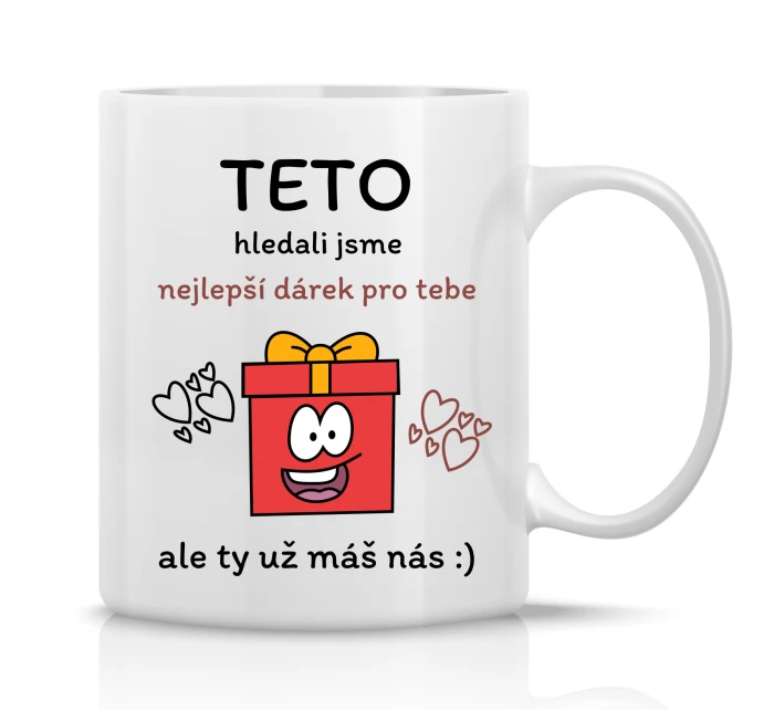 NEJLEPŠÍ DÁREK PRO TETU - klasický bílý keramický hrníček 300 ml