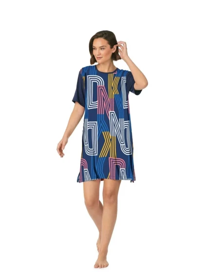 Dámská noční košile YI30014 464 černá s potiskem - DKNY Dámská noční košile YI30014 464 černá s potiskem - DKNY