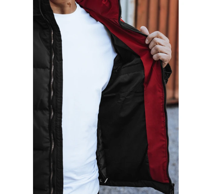 Pánská prošívaná zimní bunda s kapucí černá FashionStreet TX4930 Pánská prošívaná zimní bunda s kapucí černá FashionStreet TX4930