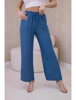 Viskózové kalhoty se širokými nohavicemi džínovina Viskózové kalhoty se širokými nohavicemi džínovina