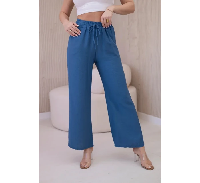 Viskózové kalhoty se širokými nohavicemi džínovina Viskózové kalhoty se širokými nohavicemi džínovina