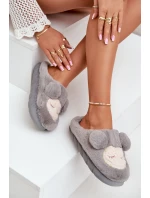 Teplé Kožené Pantofle Dámské Šedé model 21677919 - Boto Teplé Kožené Pantofle Dámské Šedé model 21677919 - Boto