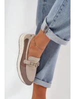 Dámské Kožené Mokasíny D&A model 21685986 Šedé - S.Barski Dámské Kožené Mokasíny D&A model 21685986 Šedé - S.Barski