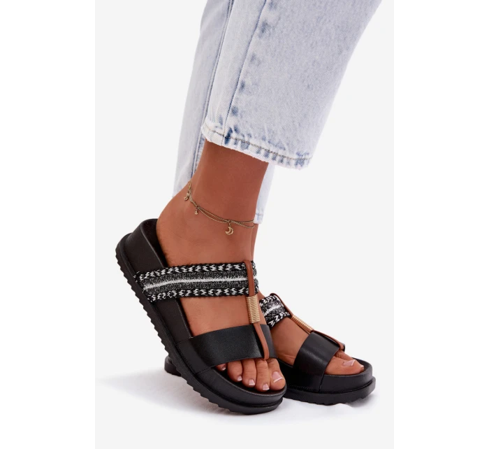 Dámské páskové platformové nazouváky Tahlia Černé