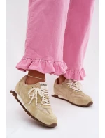 Dámské kožené semišové tenisky model 22031953 světle zelené - D&A