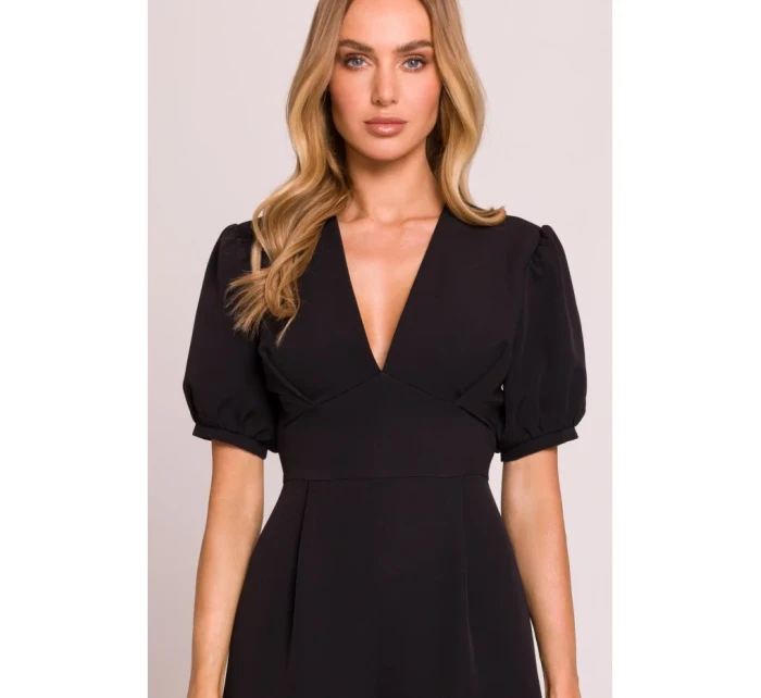 M852 Kombinéza s puff rukávy - černá