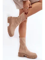 Béžové nazouvací boty na plochém podpatku model 20036645 - Kesi Béžové nazouvací boty na plochém podpatku model 20036645 - Kesi