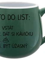 TO DO LIST: BÝT ÚŽASNÝ - zelený keramický hrníček 300 ml