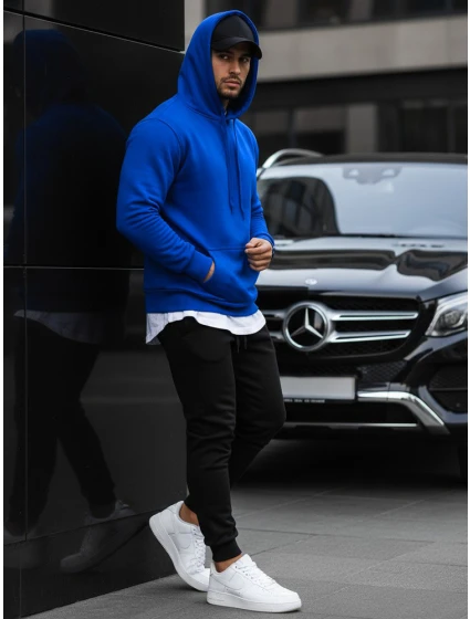 Pánská mikina s kapucí modrá BX2392 Pánská mikina s kapucí modrá BX2392