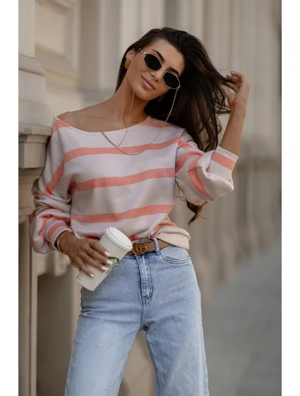 Oranžová dámská mikina s lodičkovým výstřihem model 20524359 - Moon