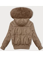Béžová krátká dámská zimní bunda se stahovacími lemy model 21248163 - S'WEST Béžová krátká dámská zimní bunda se stahovacími lemy model 21248163 - S'WEST