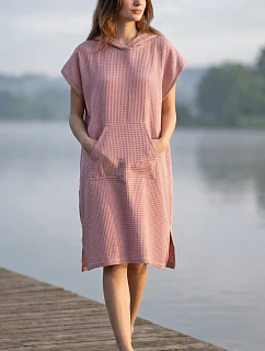 dámské vaflové pončo Saimaa s kapucí Old Rose