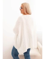 Dámský svetr Plus Size z model 21289883 s volným střihem a rukávem 3/4 ecru - K-Fashion