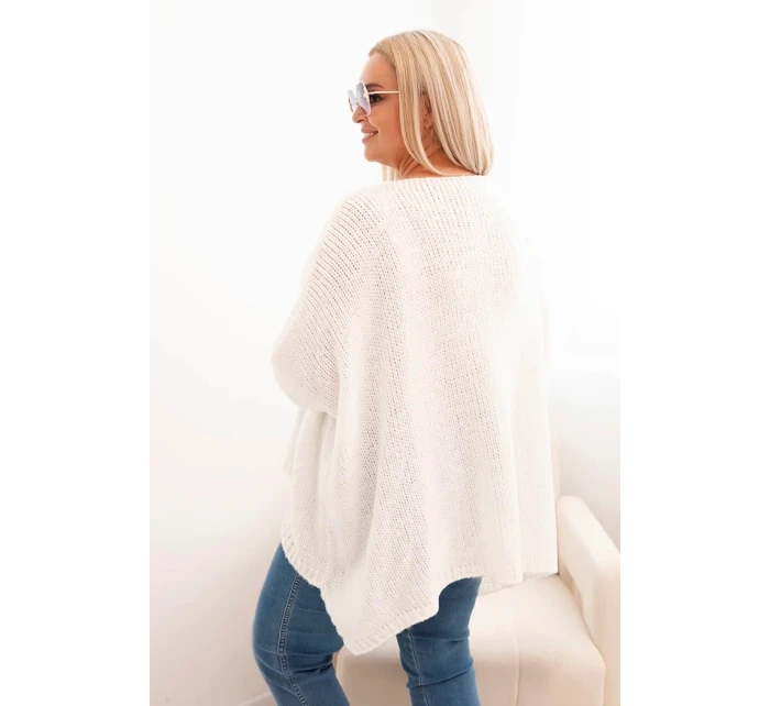 Dámský svetr Plus Size z model 21289883 s volným střihem a rukávem 3/4 ecru - K-Fashion