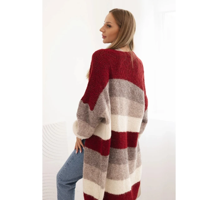 Dámský kardigan s vlnou v  bordový model 21264654 - K-Fashion