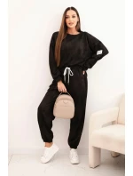Dámská oversize souprava z viskózy s efektem praní černá Dámská oversize souprava z viskózy s efektem praní černá